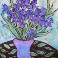 Irises In Purple Vase